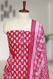 Elegant Cotton Churidar Material – Floral & Beads Design