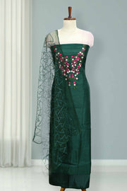 Elegant Silk Churidar Material with  Embroidery Thread