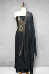 Georgette Churidar Material – Golden Embroidery with Sequins Work