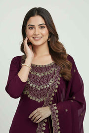 Georgette Churidar Material – Golden Thread Work with Sequins