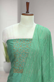 Silk Churidar Material with Sequin & Golden Thread Embroidery