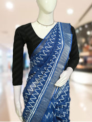 Indigo Linen Dresscode Saree with Batik Design - ₹608