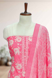 Cotton Churidar Material – Floral Print with Button Work