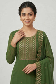 Georgette Churidar Material – Golden Thread Work with Stone