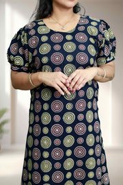 Cotton Circle Print Frock Night Dress