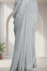 Fancy Cotton Saree with Silver Shine Border