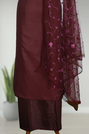 Embroidered Thread Work Silk Unstitched Dress Material