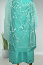 Silk Churidar Material with Floral Thread Work