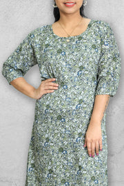 Floral Semi Chiffon Night Dress