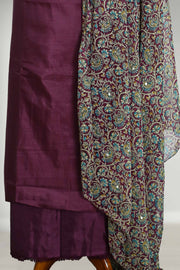 Silk Churidar Material with Mirror Work & Print