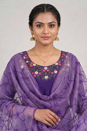 Floral Thread Work Silk Churidar Material