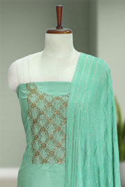 Silk Churidar Material – Golden Thread Work with Sequins