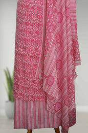 Cotton Churidar Material – Floral Print & Thread Work