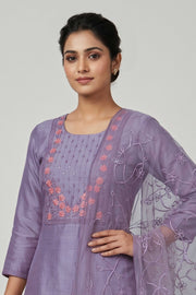 Floral Thread Work Silk Churidar Material