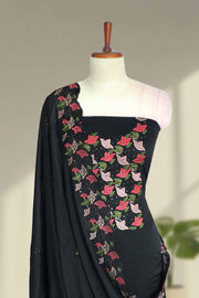 Silk Churidar Material – Floral Embroidery with Sequins