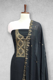 Georgette Churidar Material – Golden Embroidery with Sequins Work