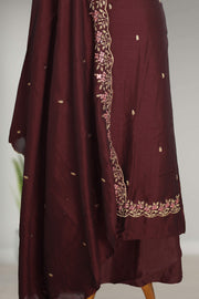 Silk Churidar Material – Floral Thread Work