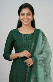 Silk Churidar Material – Lace Work with Mirror