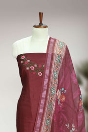 Silk Churidar Material – Floral Thread Work