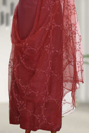 Silk Churidar Material with Floral Thread Embroidery