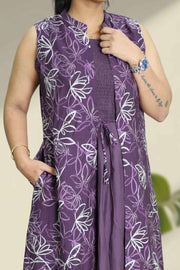 Overcoat Top – Floral Print with Smocking Design