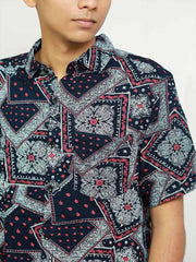 Men Regular Fit Rayon Printed Half Sleeve Casual Shirt