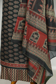 Cotton Churidar Material with Ajrakh Print