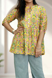 Cotton Short Kurti – Floral Charm
