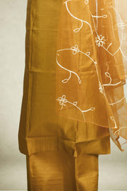 Silk Churidar Material –  Floral Thread & Sequins Work