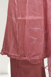 Silk Churidar Material –  Floral Thread & Sequins Work