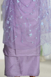 Silk Churidar Material with Floral Thread Embroidery