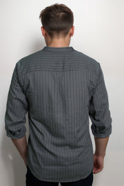 Printed Chinese Collar Cotton Casual Shirt