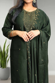Silk Churidar – Golden Embroidery with Sequins