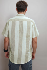 Men’s Casual Cotton Stripe Shirt – Half Sleeve