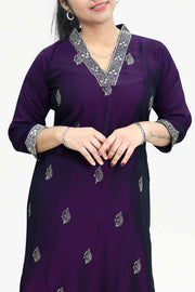 Soft Silk Kurti – Floral Thread Work