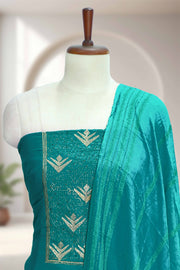 Silk Churidar Material with Sequin & Golden Thread Embroidery