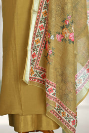 Silk Churidar Material with Floral Thread Work