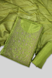 Silk Churidar Material – Golden Thread Work