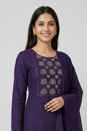 Silk Churidar Material – Stone with Mirror Work