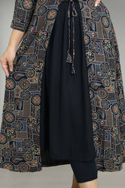Rayon Printed Kurti with Overcoat Style