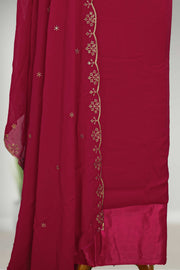 Silk Churidar Material with Golden Embroidery