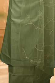 Silk Churidar Material –  Floral Thread & Sequins Work