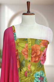 Cotton Churidar Material – Button Work & Print