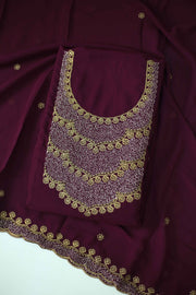 Georgette Churidar Material – Golden Thread Work with Sequins