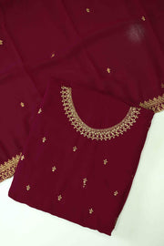 Georgette Churidar Material – Golden Thread Work with Stone