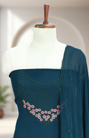 Georgette Churidar Material – Floral Thread Work