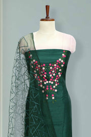 Elegant Silk Churidar Material with  Embroidery Thread