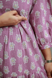 Printed Cotton Feeding Top with V-Neck