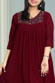 Georgette Flared Top with Cut Beads Work