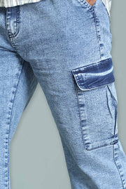 Men’s Denim Cargo Pant – Plain Design